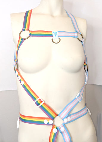 Custom Chest Body Harness - GenderBender pride