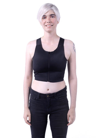 3/4 Length Zip Compression Top for Large Cup Sizes - GenderBender binding