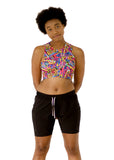 front view of Jazzy, who had firm C cups, modeling the Active Top in the original Arcade print