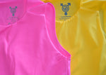 Photo of flat garments as a reference for colors Neon Pink and Yellow