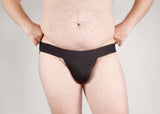 Plain Black Packing Jock Strap with Pouch Pocket + Foam Cup