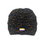 Pride Speckled Knit Ponytail Beanie