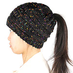 Pride Speckled Knit Ponytail Beanie