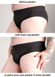 Plain Black Packing Jock Strap with Pouch Pocket + Foam Cup