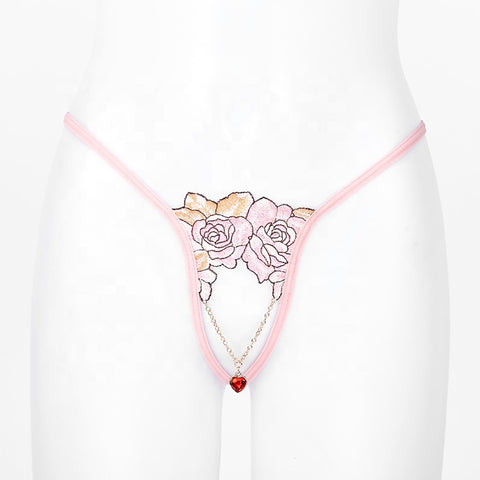 Floral Pendant String Thong - GenderBender lingerie